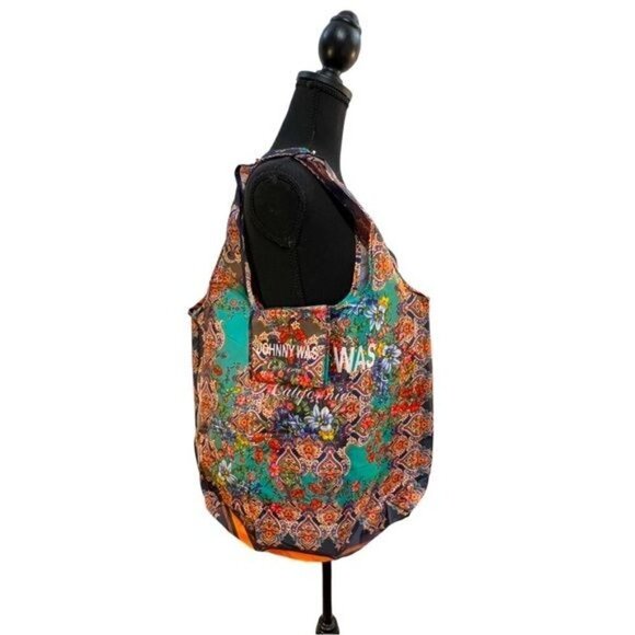 JOHNNY WAS Travel Beach Pool Multicolor Floral Print Lightweight Foldable Tote - Picture 2 of 7